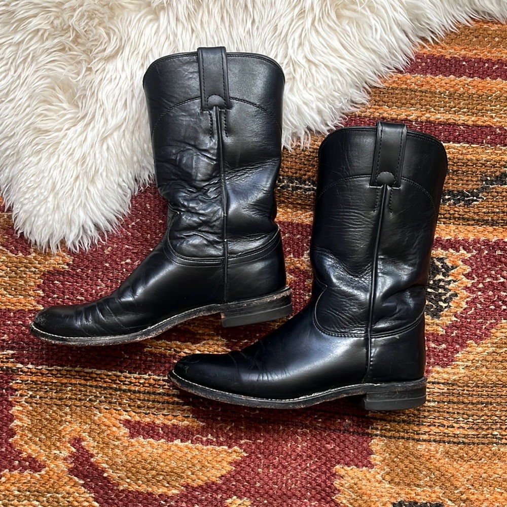 Justin Boots Black Leather Women's Shoes
